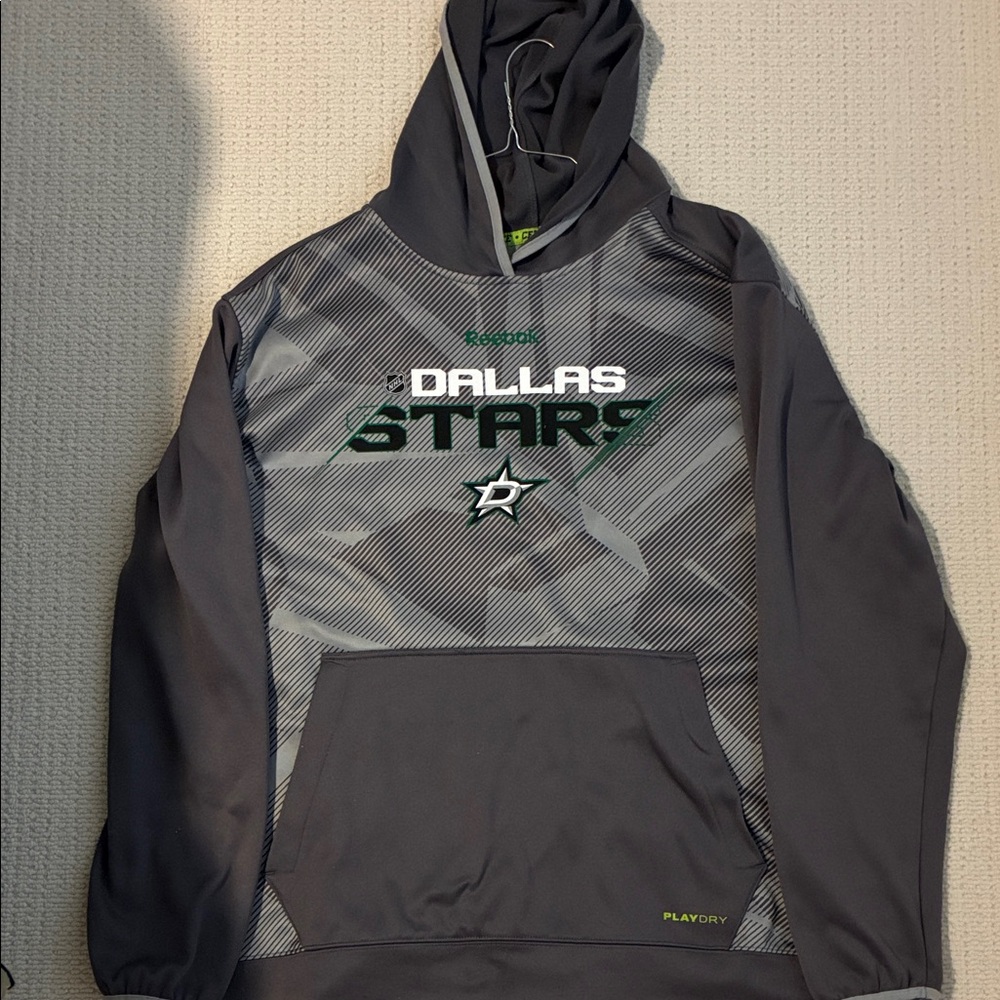 Reebok Gray and Green Dallas Stars Hoodie